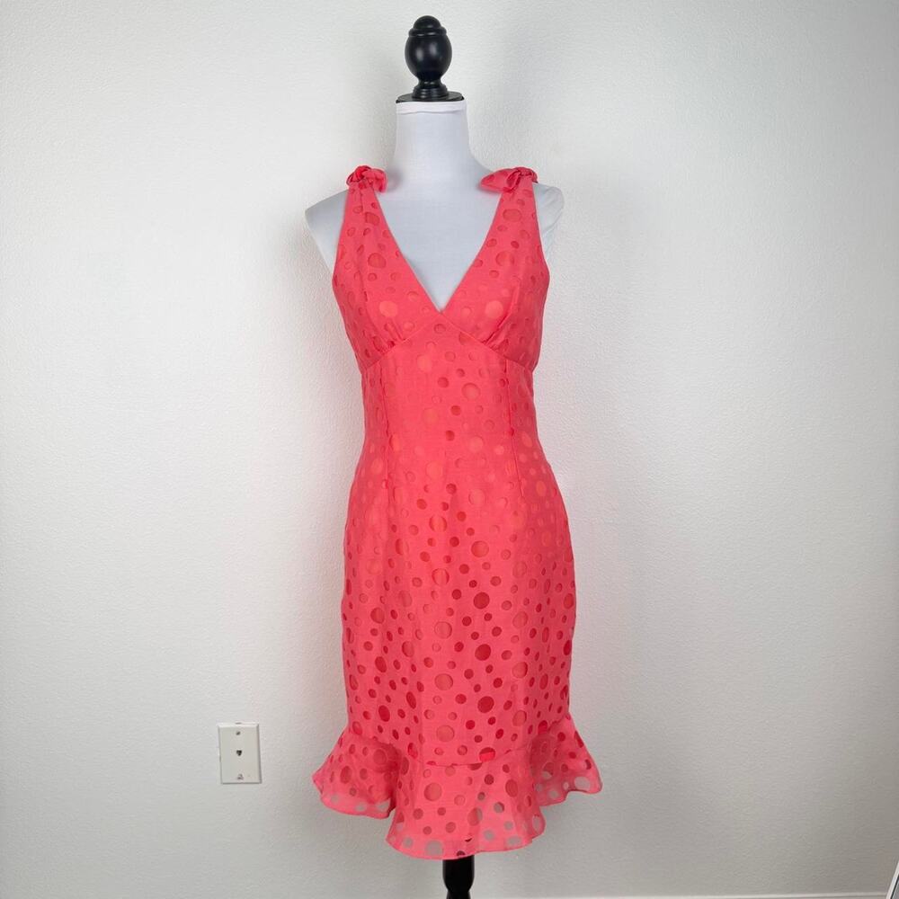 Pink polka dot midi dress